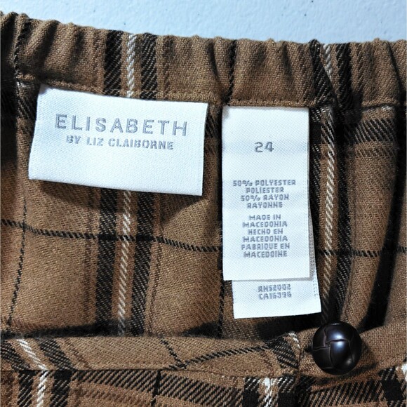 Vintage New Brown Plaid Wrap Skirt Plus 24 Liz Claiborne Academia Heritage NWT - Picture 8 of 12